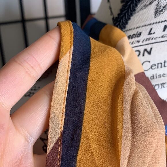 VICI SLEEVELESS STRIPED SILK WOMEN'S TOP SIZE S EARTH TONE - Picture 5 of 6